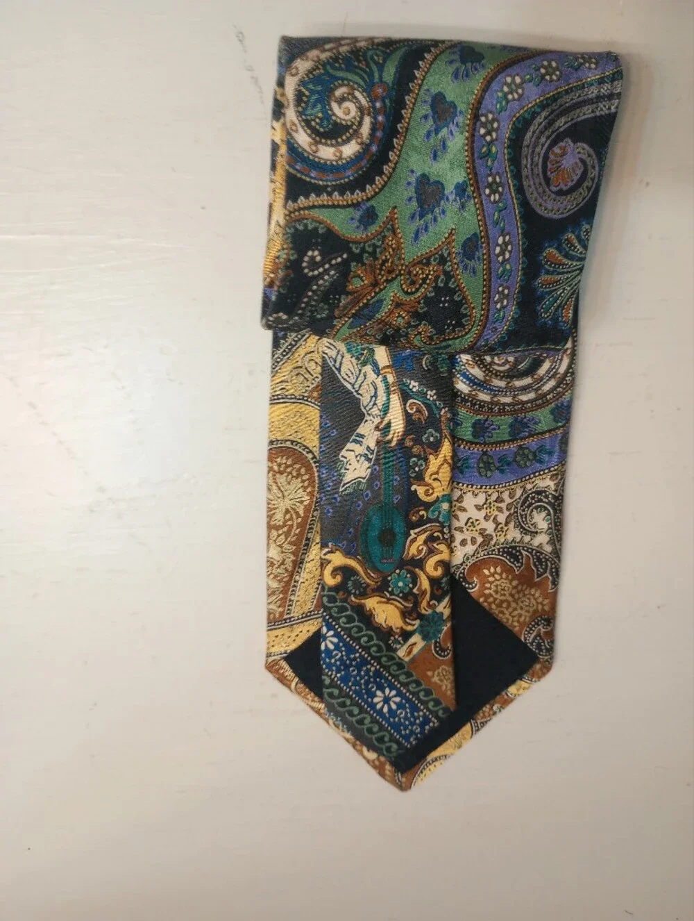 Brioni Vintage Blue And Gold Paisley Silk Tie